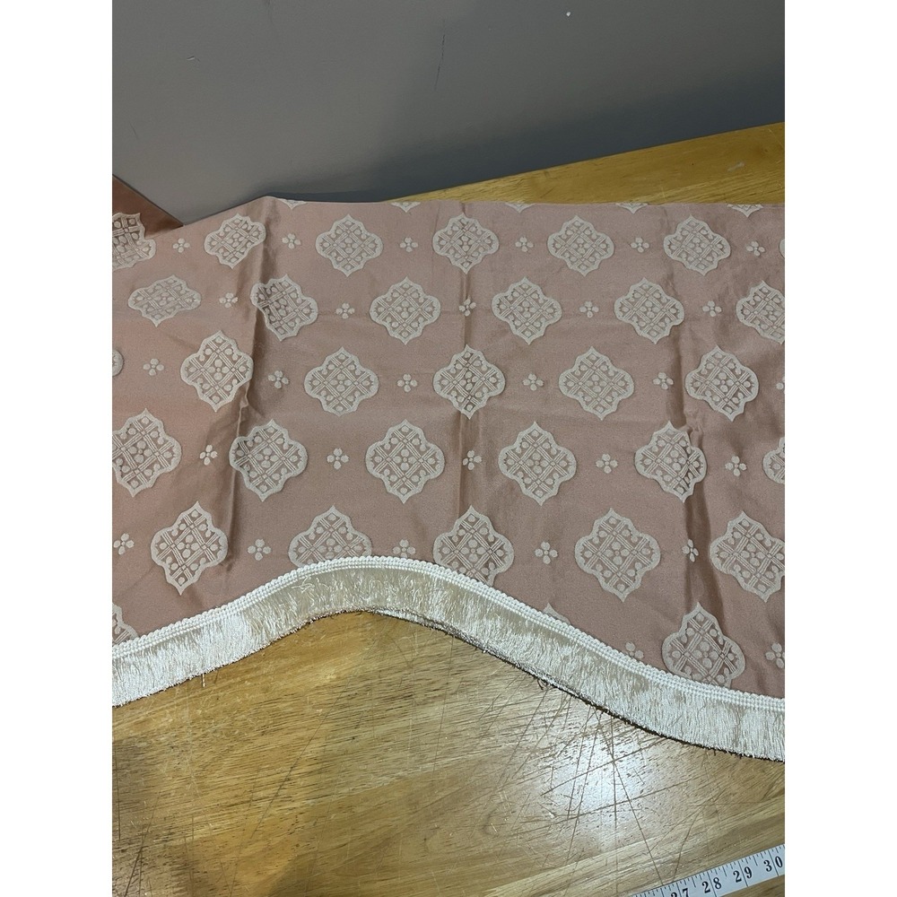 Vtg JCPenney Home Mauve Pink Damask Valance Fringe Silky Embroidered‎ 70x22"